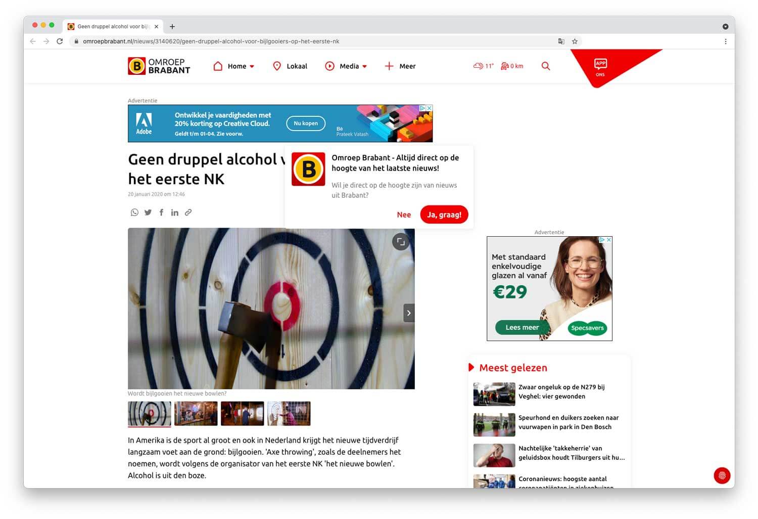 Publicatie omroep Brabant: NK bijlgooien