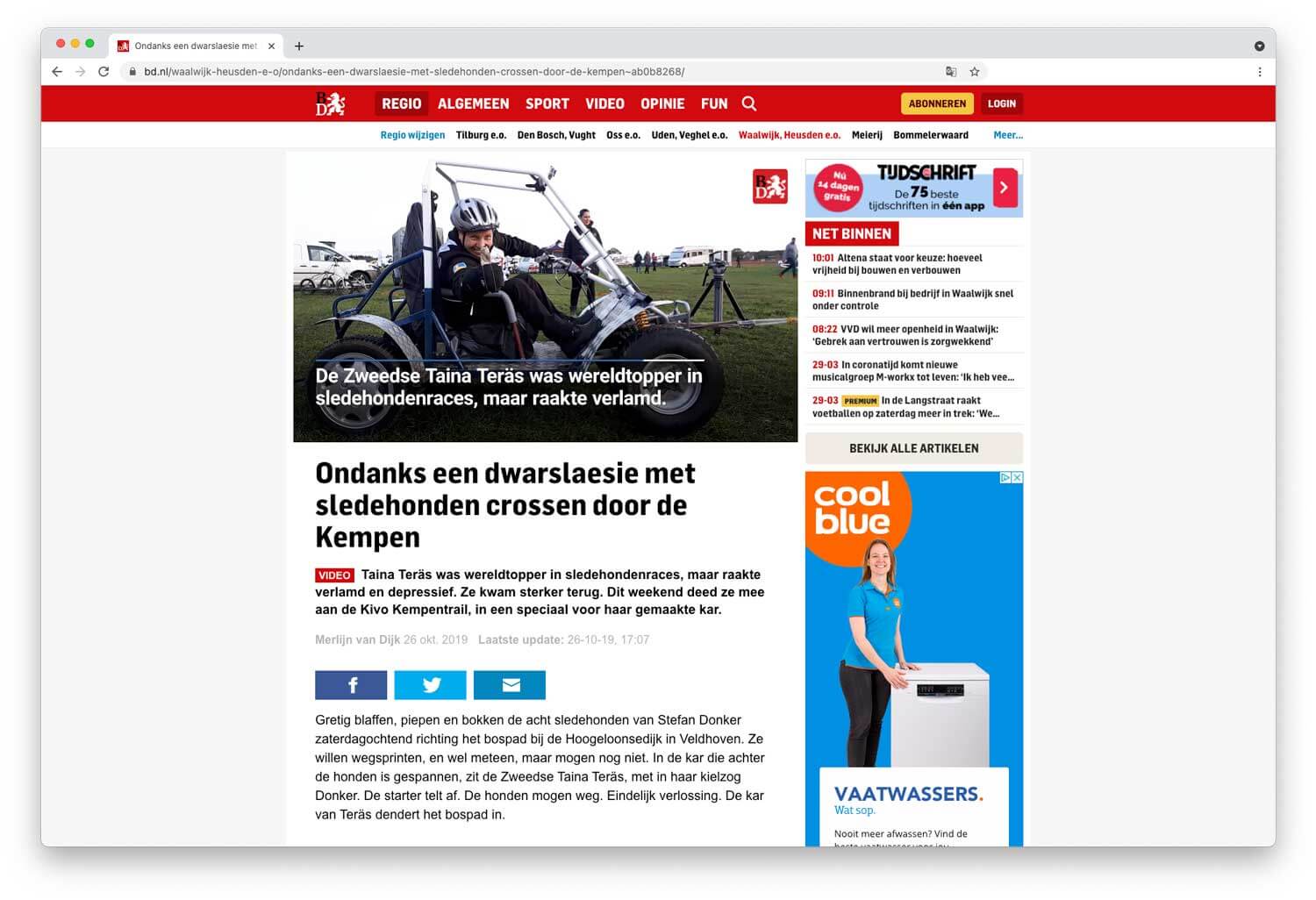 Publicatie BD: sledehondenraces door de Kempen