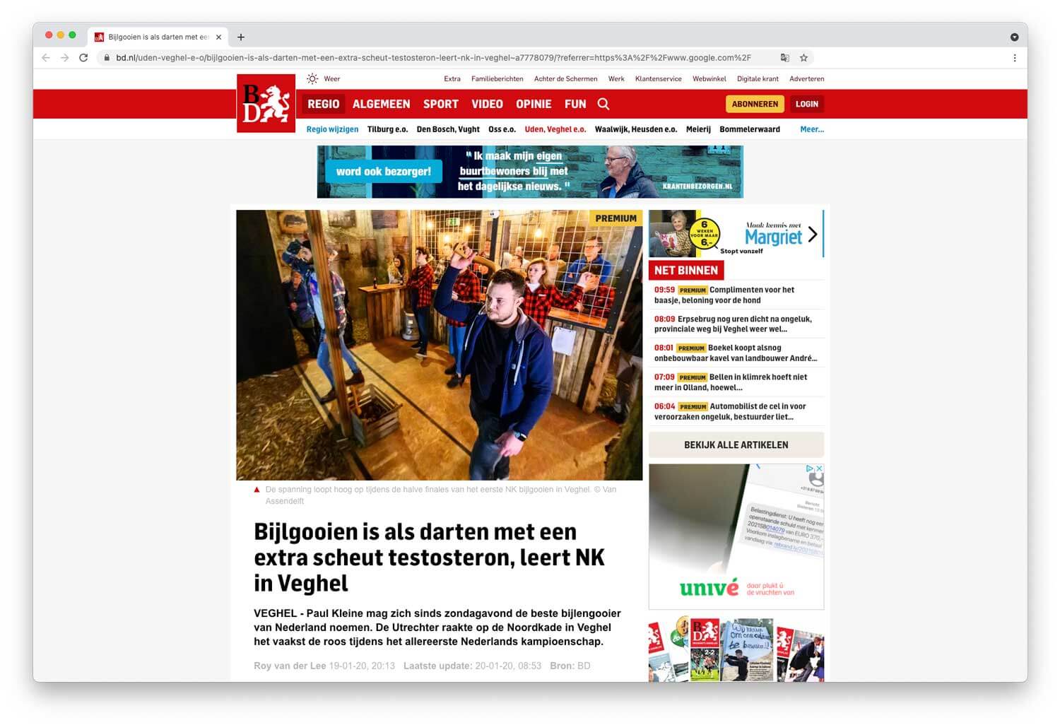 Publicatie BD: NK bijlgooien