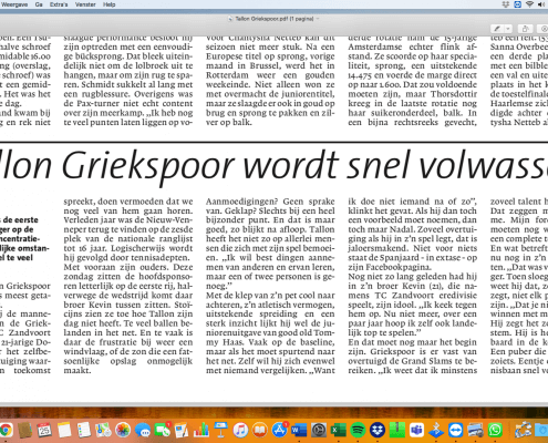 Publicatie: tennisser Tallon Griekspoor