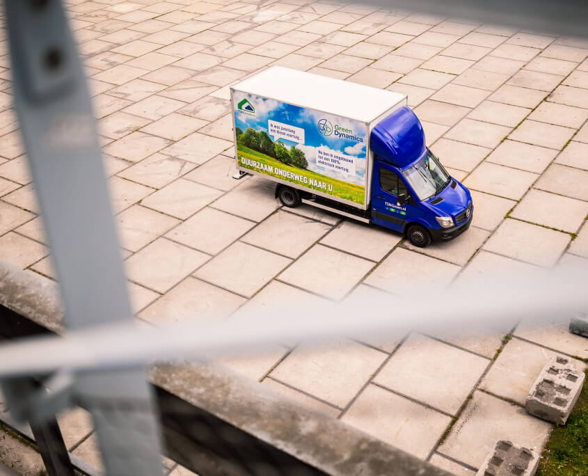 Prototype van de omgebouwde dieselvrachtwagen