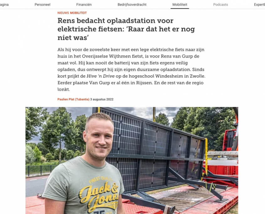 PR-actie voor de Hive 'n Drive resulteerde in publicatie op De Ondernemer